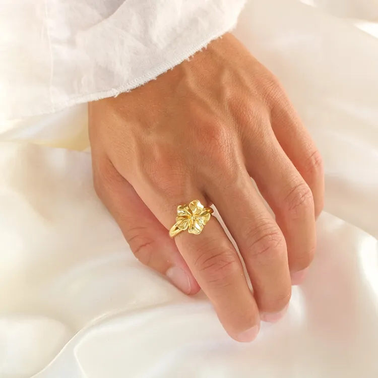 bloem ring in verguld sterlingzilver - Lumé Essence