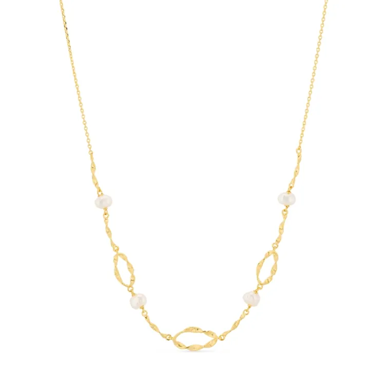 parel ketting in verguld sterlingzilver - Lumé Etched