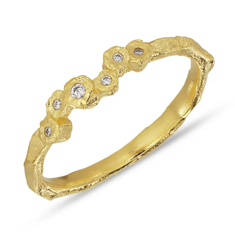 witte zirkoon ring in verguld sterlingzilver - Bubbly Sparkle