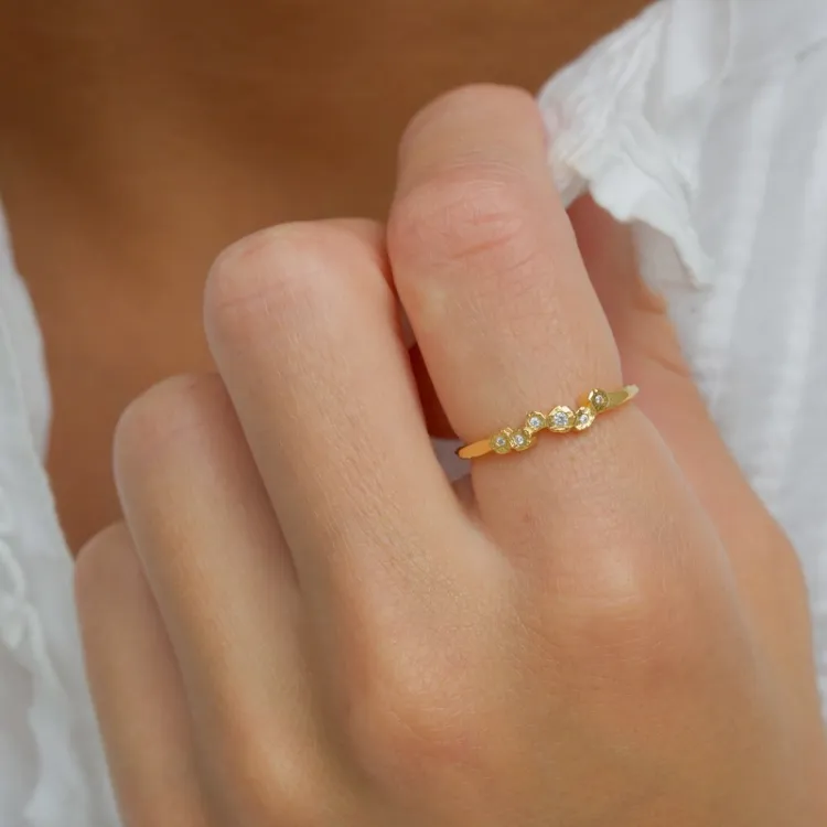 witte zirkoon ring in verguld sterlingzilver - Bubbly Sparkle