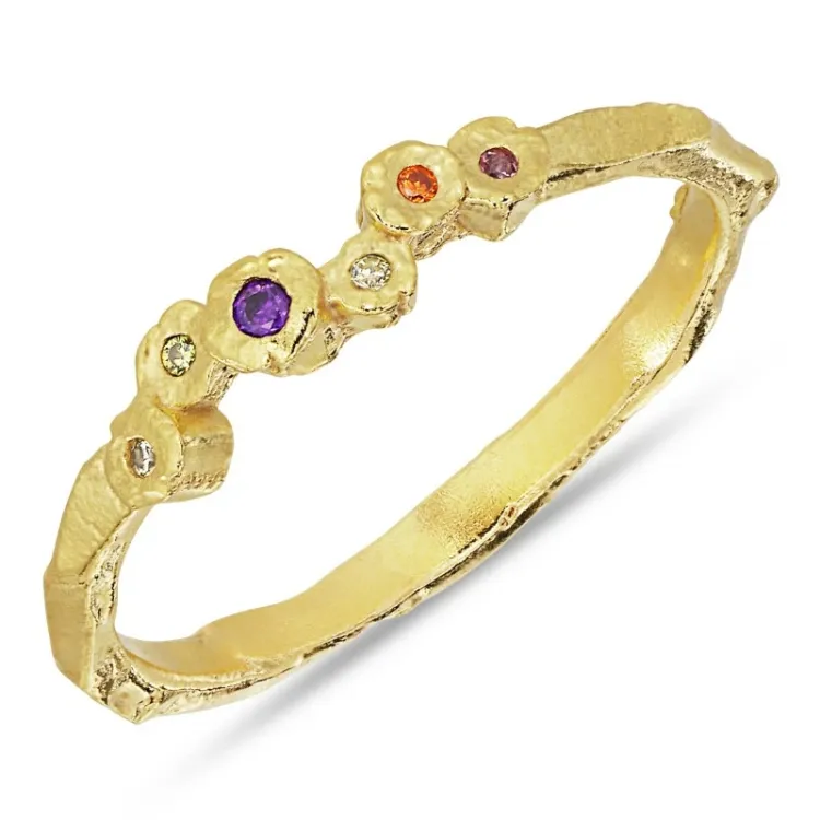 paarse zirkoon ring in verguld sterlingzilver - Bubbly Twist
