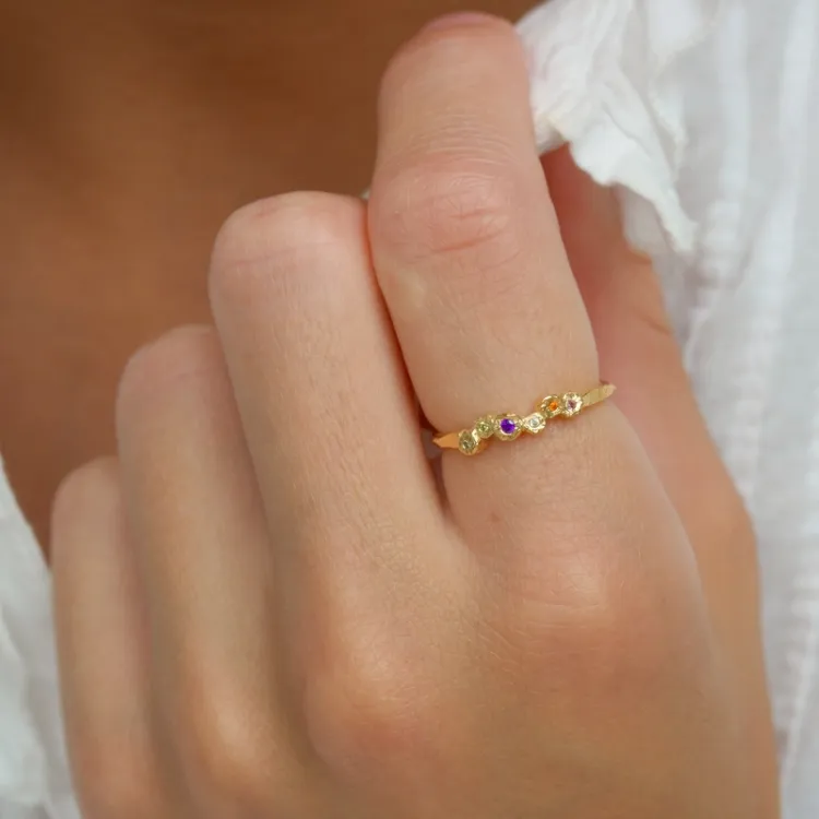 paarse zirkoon ring in verguld sterlingzilver - Bubbly Twist