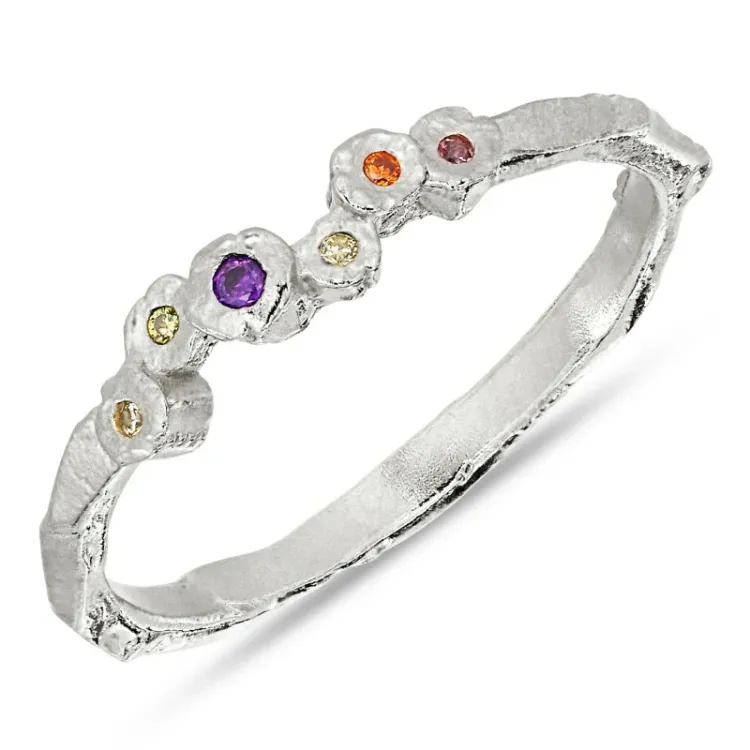 veelkleurig zirkoon ring in zilver - Bubbly Twist