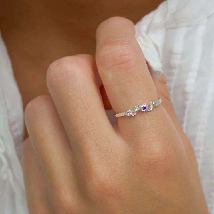 veelkleurig zirkoon ring in zilver - Bubbly Twist