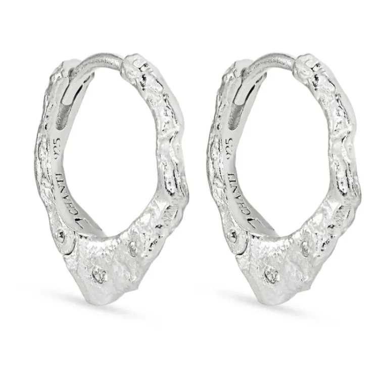 13 mm zirkoon creool in zilver - Lumé Etched