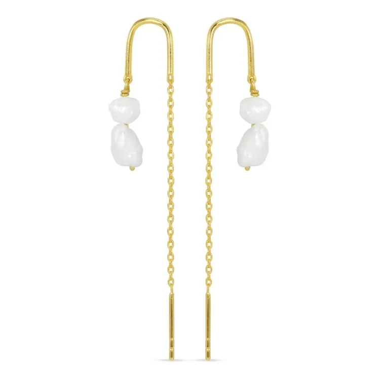 parel ketting oorbellen in verguld sterlingzilver
