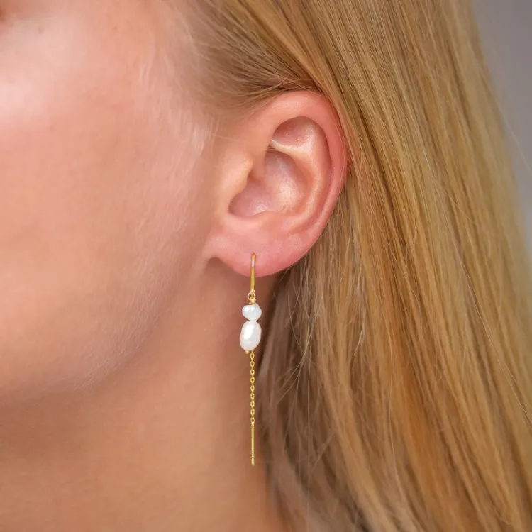 parel ketting oorbellen in verguld sterlingzilver