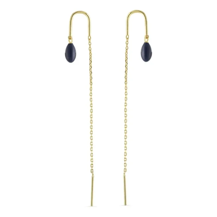 blauwe emaille ketting oorbellen in verguld sterlingzilver