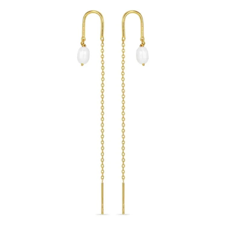 parel ketting oorbellen in verguld sterlingzilver