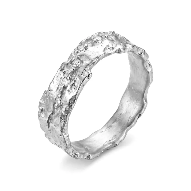 zirkoon ring in verzilverd messing - Lumé Etched