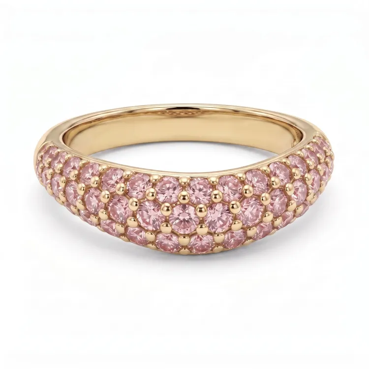 pink ring in verguld messing