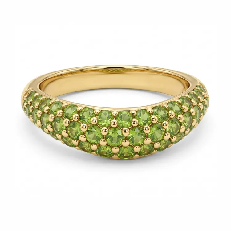 olijfkleurig ring in verguld messing