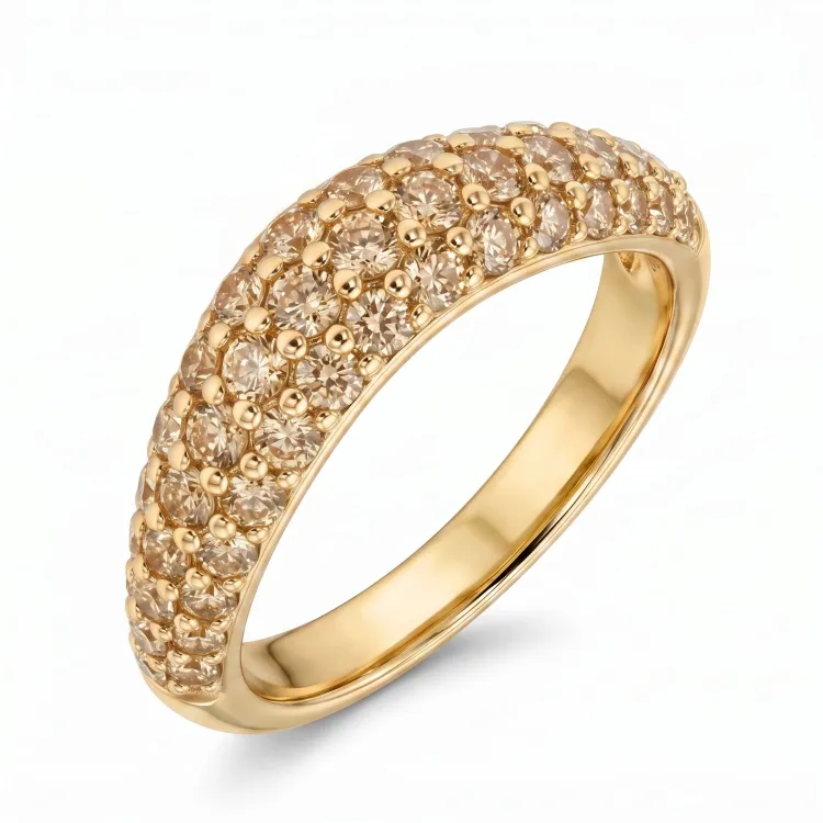 champagnekleurig ring in verguld messing