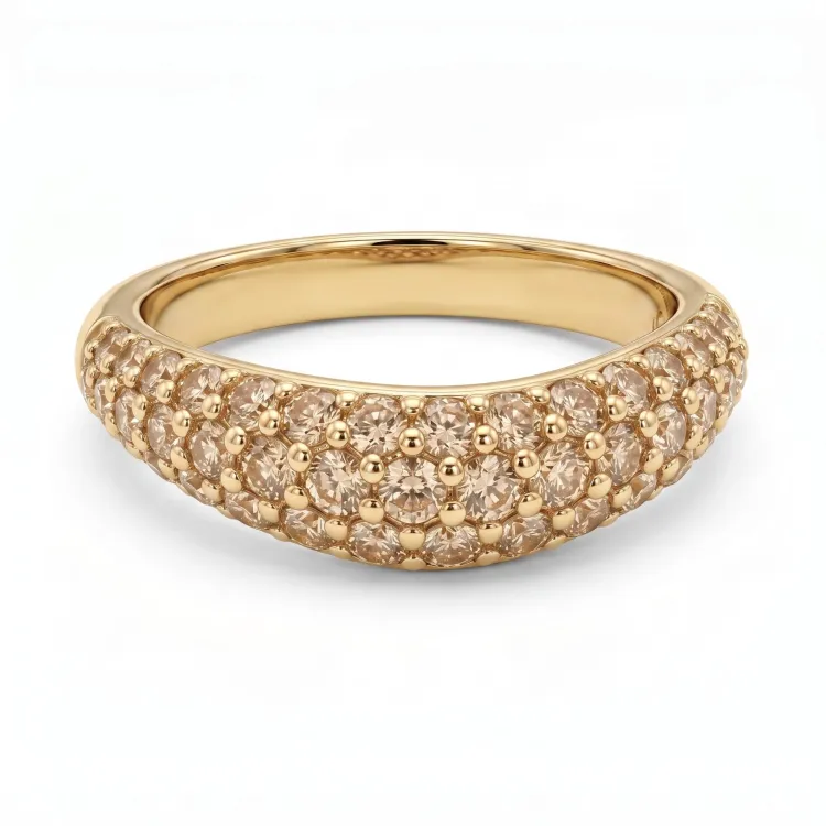 champagnekleurig ring in verguld messing