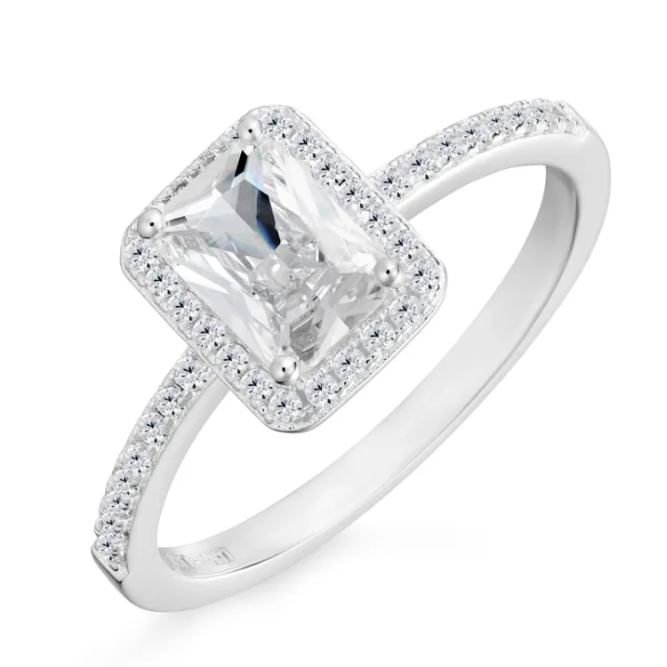 vierkant zirkoon ring in zilver