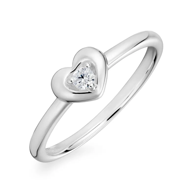 hart zirkoon ring in zilver