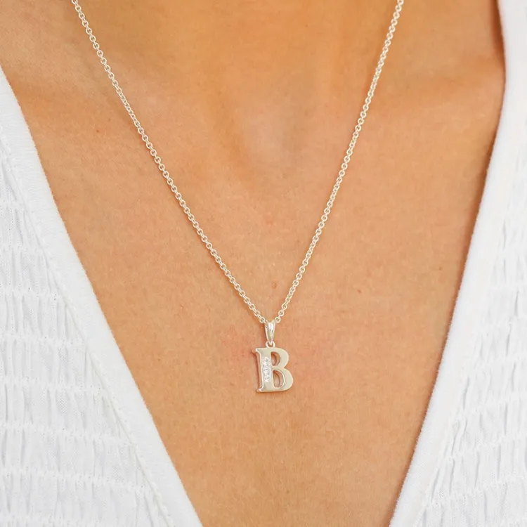 letter b zirkoon hanger in zilver - My Letter