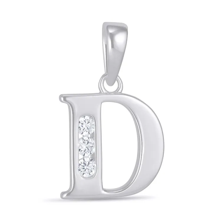 letter d zirkoon hanger in zilver - My Letter