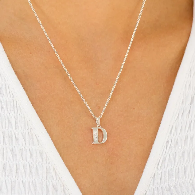 letter d zirkoon hanger in zilver - My Letter