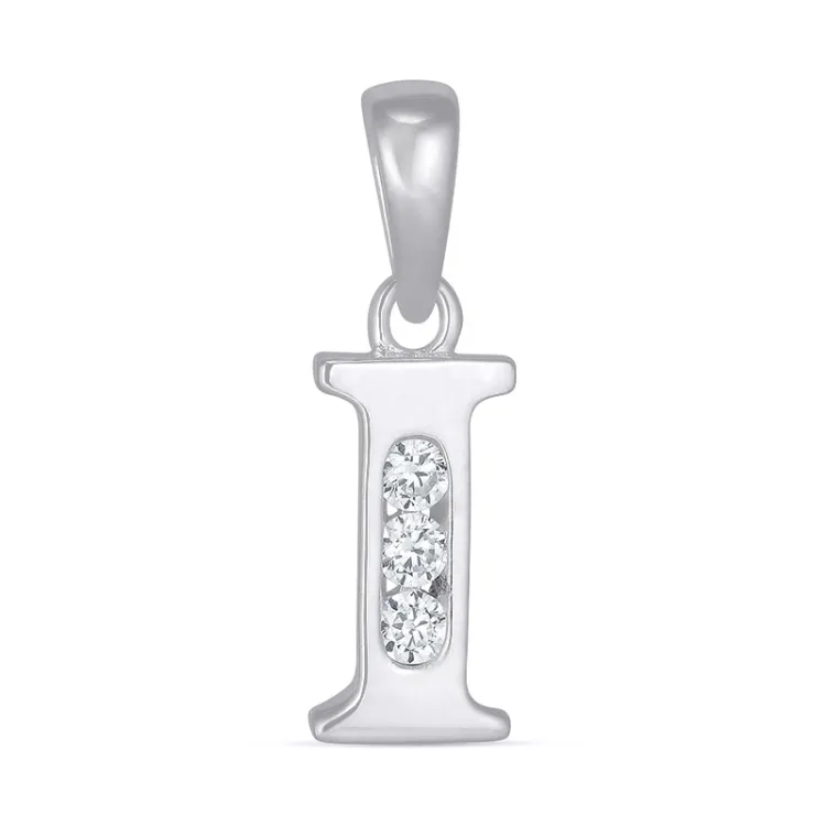 letter i zirkoon hanger in zilver - My Letter