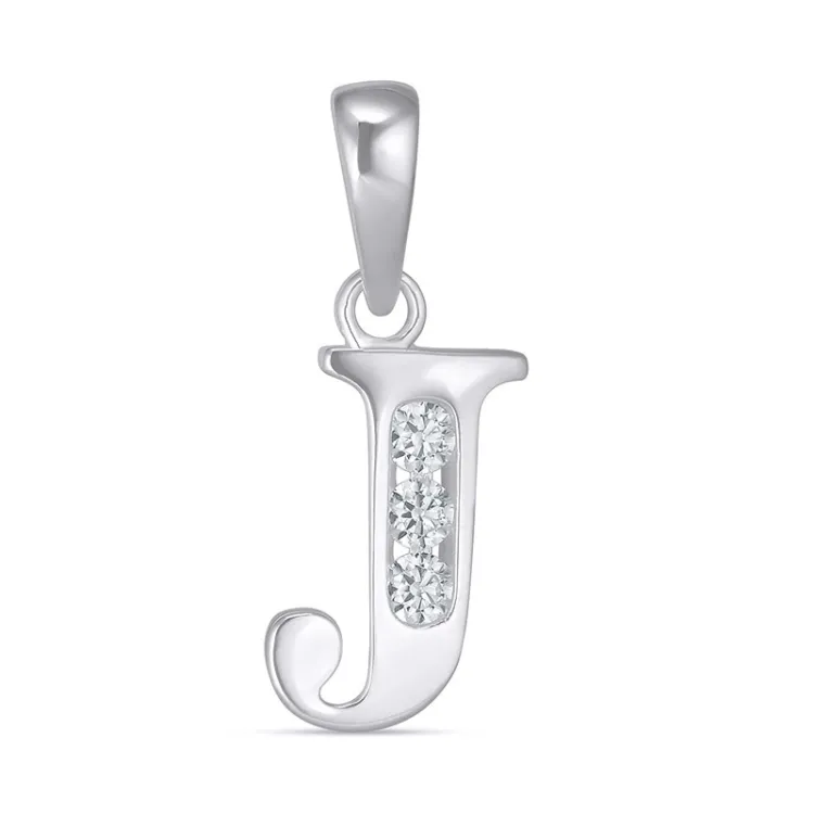 letter j zirkoon hanger in zilver - My Letter