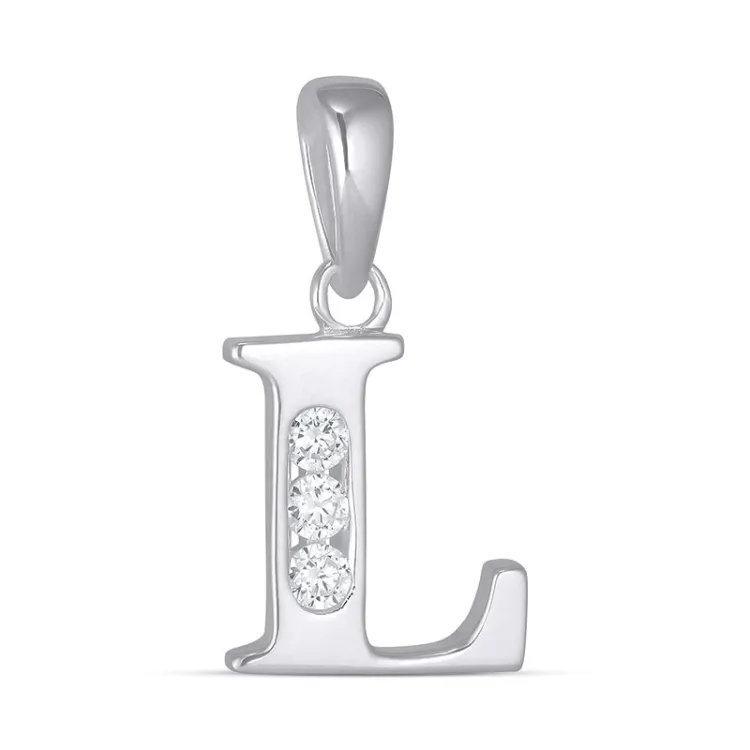 letter l zirkoon hanger in zilver - My Letter