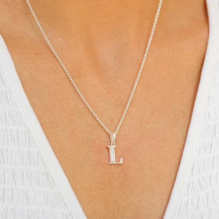 letter l zirkoon hanger in zilver - My Letter