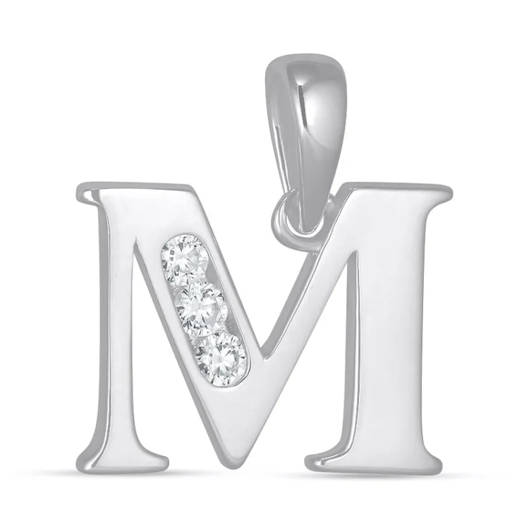 letter m zirkoon hanger in zilver - My Letter