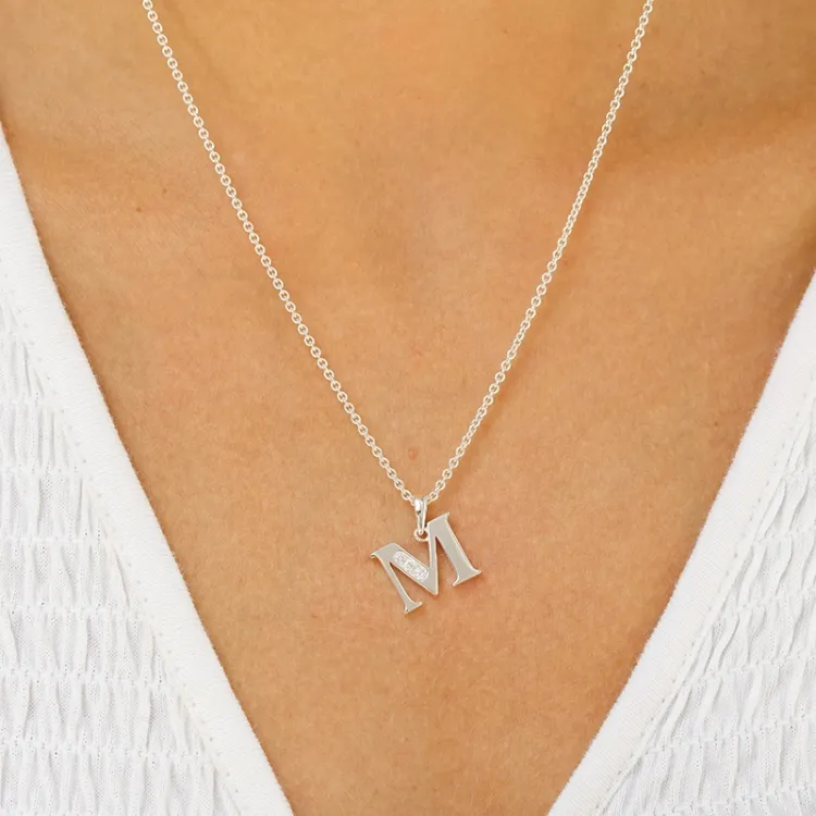 letter m zirkoon hanger in zilver - My Letter