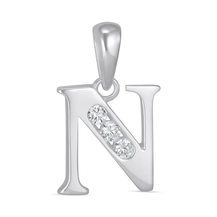 letter n zirkoon hanger in zilver - My Letter