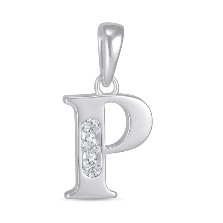 letter p zirkoon hanger in zilver - My Letter