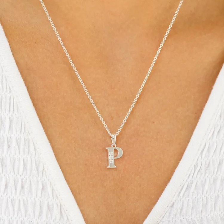 letter p zirkoon hanger in zilver - My Letter