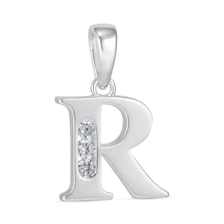 letter r zirkoon hanger in zilver - My Letter