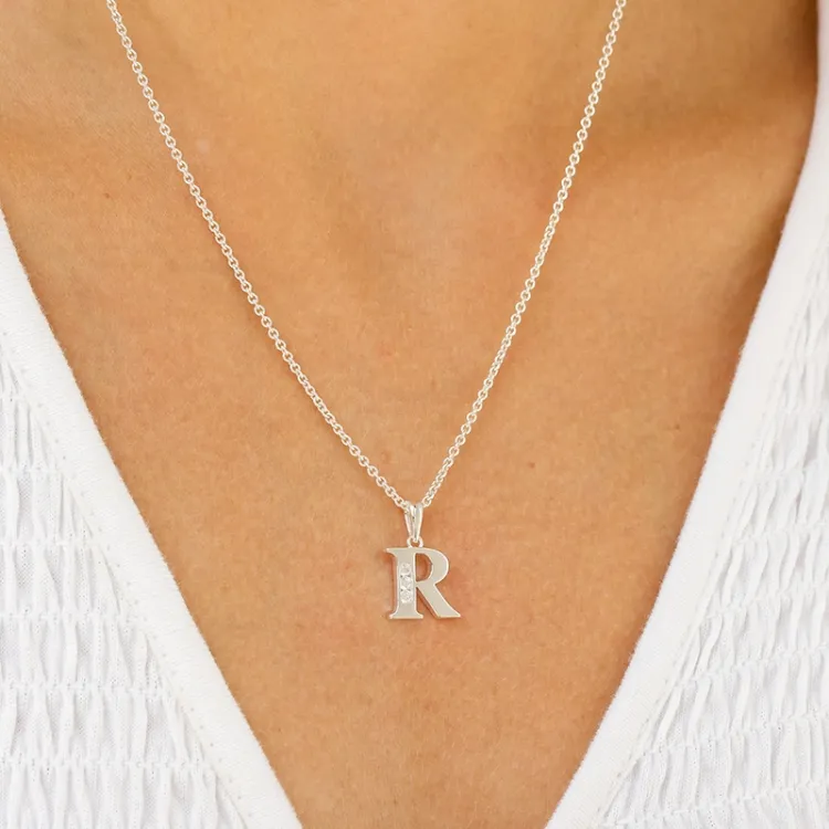 letter r zirkoon hanger in zilver - My Letter