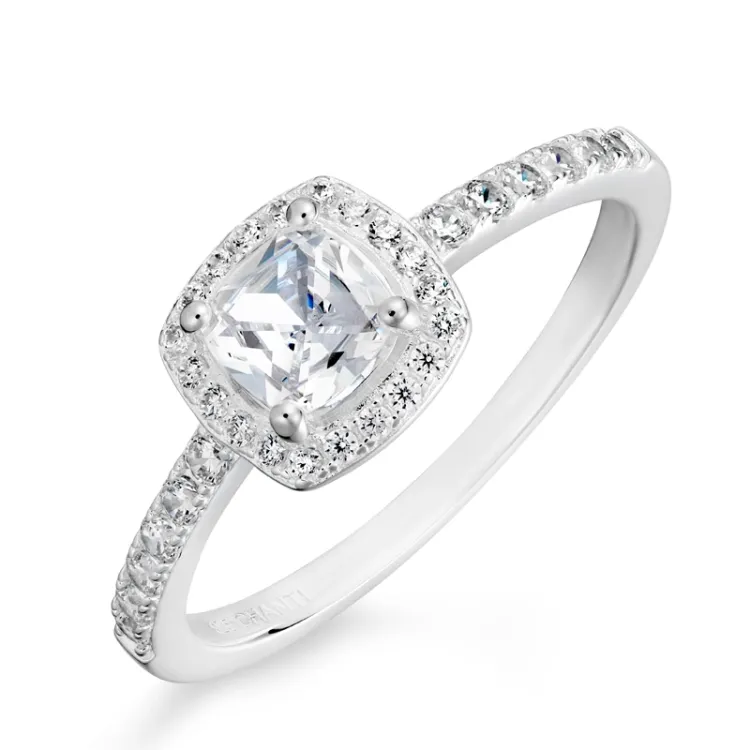 vierkant zirkoon ring in zilver
