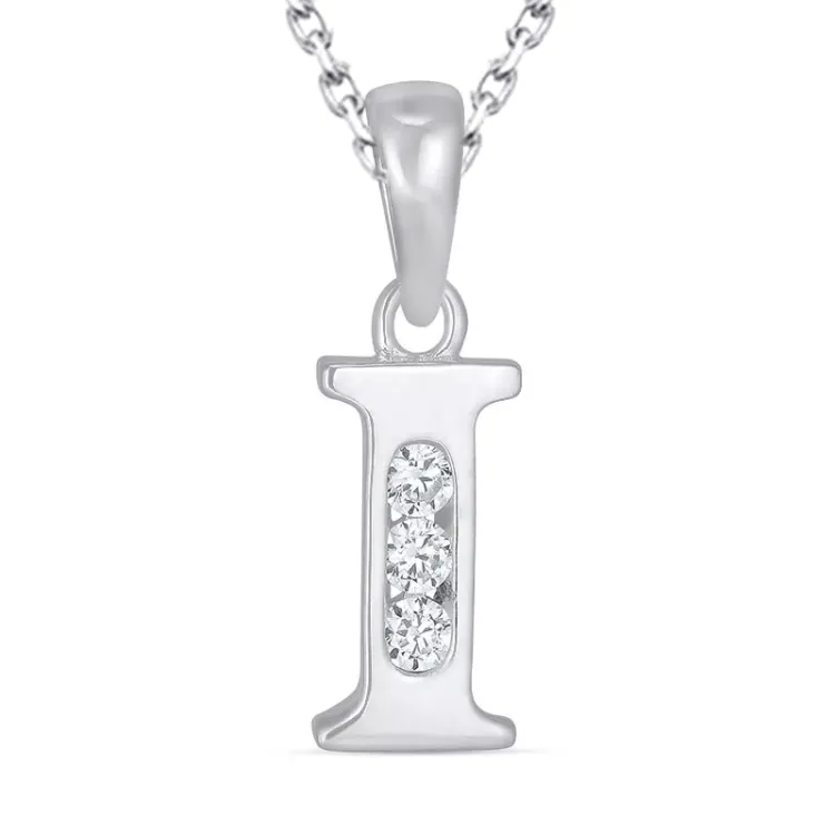letter i zirkoon ketting in zilver met hanger in zilver - My Letter