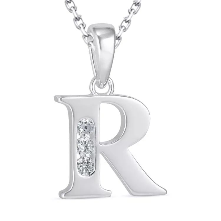 letter r zirkoon ketting in zilver met hanger in zilver - My Letter