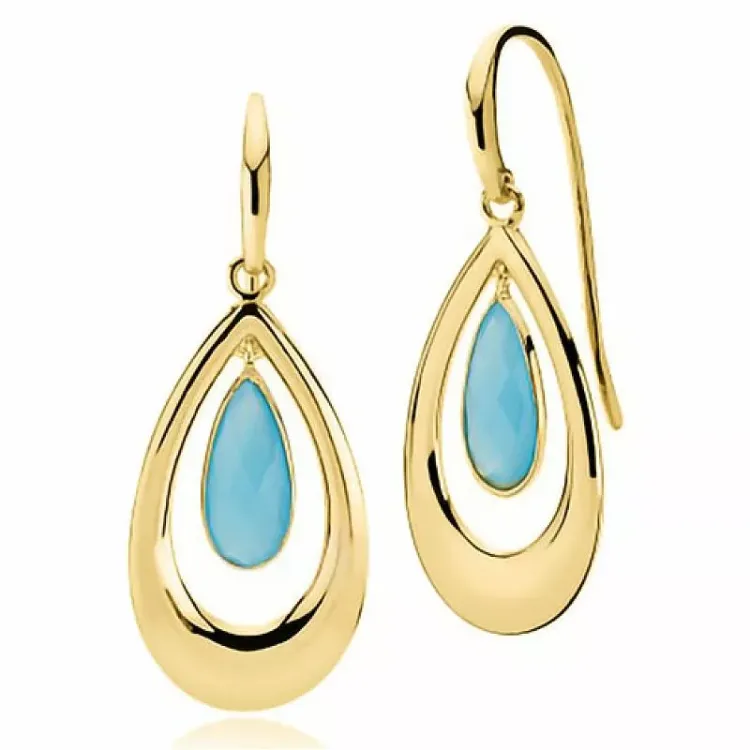 Izabel Camille druppelvormig oorbellen in verguld sterlingzilver blauwe caledoniet