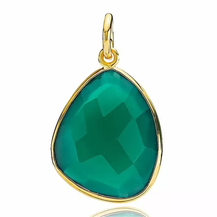 abstract Izabel Camille Orient groen onyx hanger in verguld sterlingzilver groen onyx