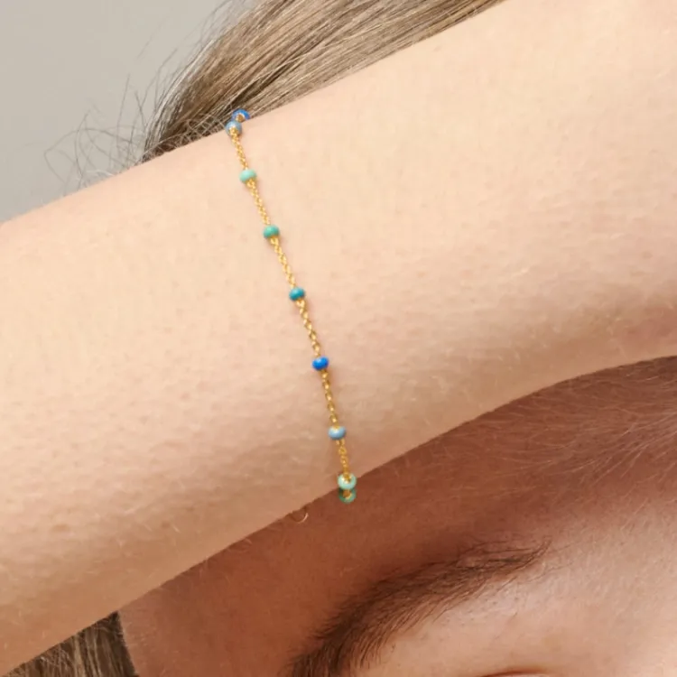 Enamel Lola Atlantic armband in verguld sterlingzilver blauwe emaille
