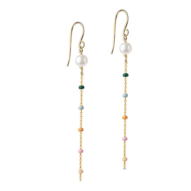 Enamel Lola Perlita ketting oorbellen in verguld sterlingzilver veelkleurig emaille