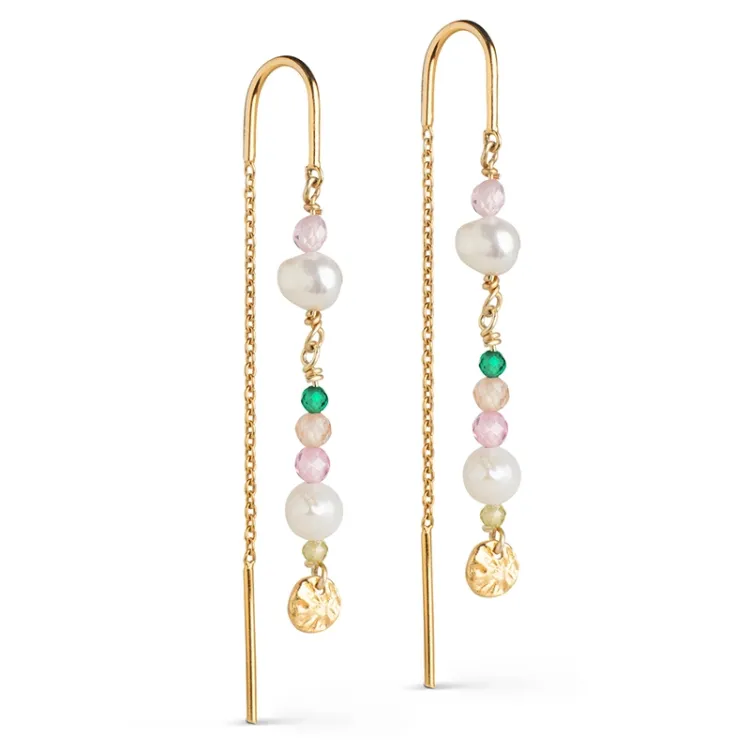 Enamel Sofia roze ketting oorbellen in verguld sterlingzilver kleurig  emaille