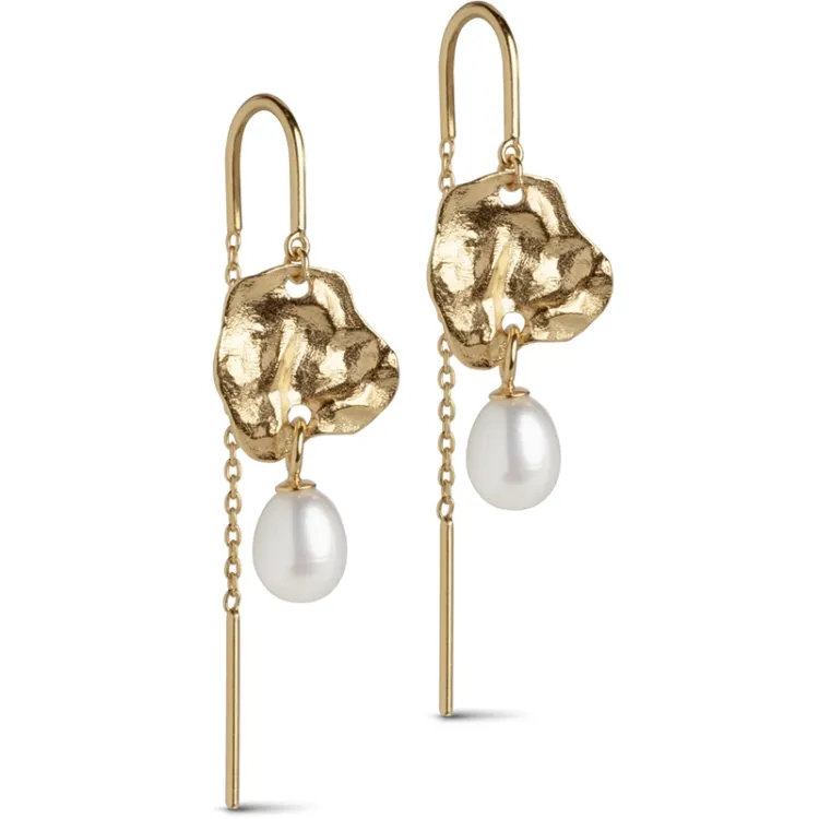 Enamel Kai Pearl parel ketting oorbellen in verguld sterlingzilver