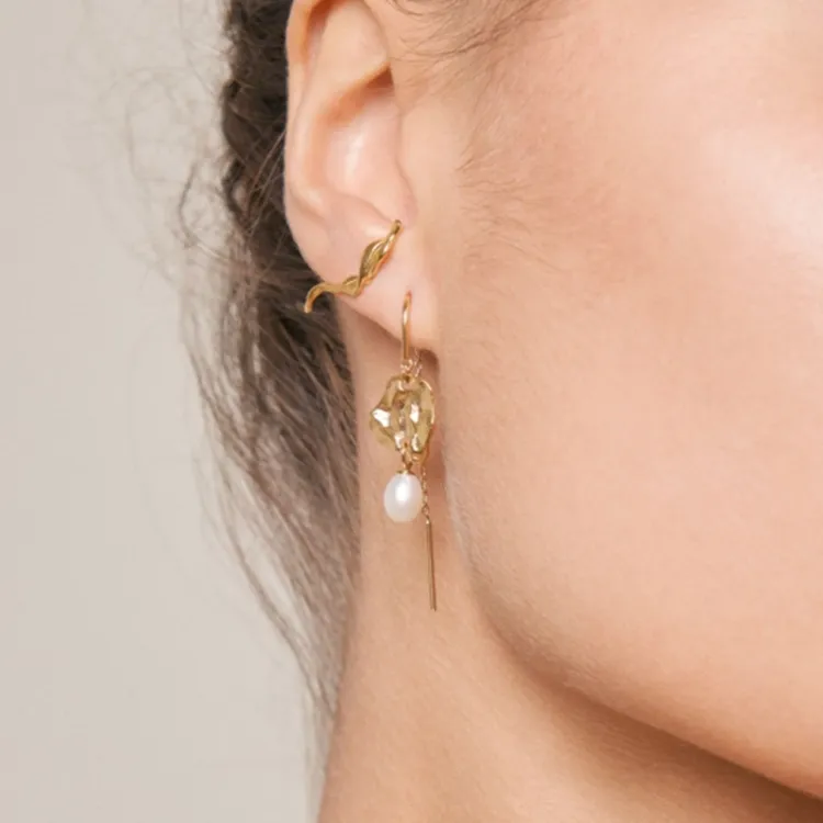 Enamel Kai Pearl parel ketting oorbellen in verguld sterlingzilver