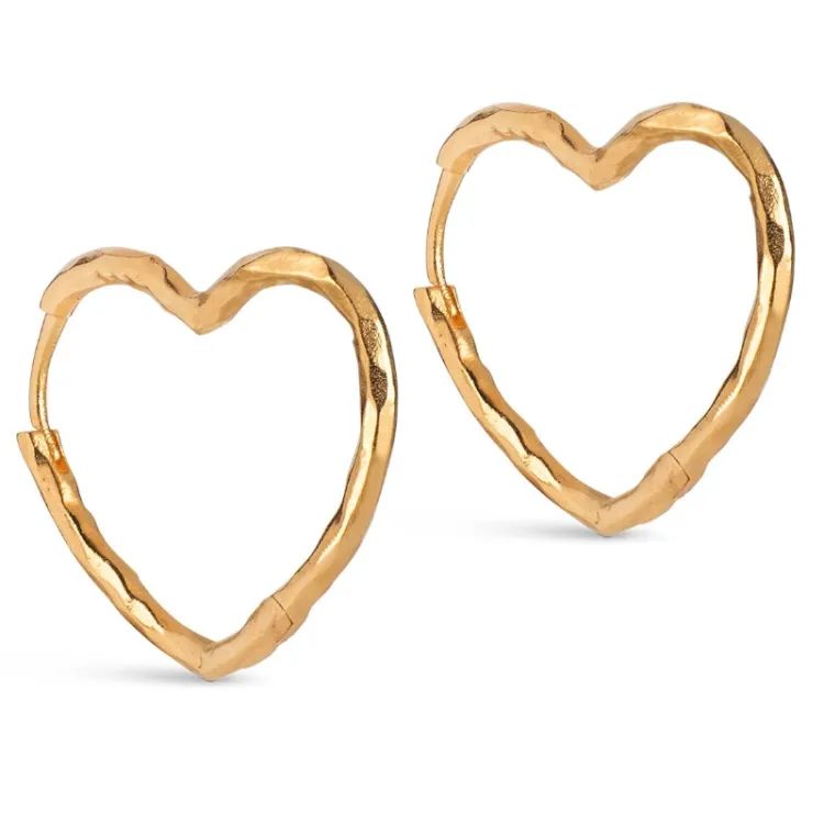 Enamel Organic Heart Medium oorbellen in verguld sterlingzilver