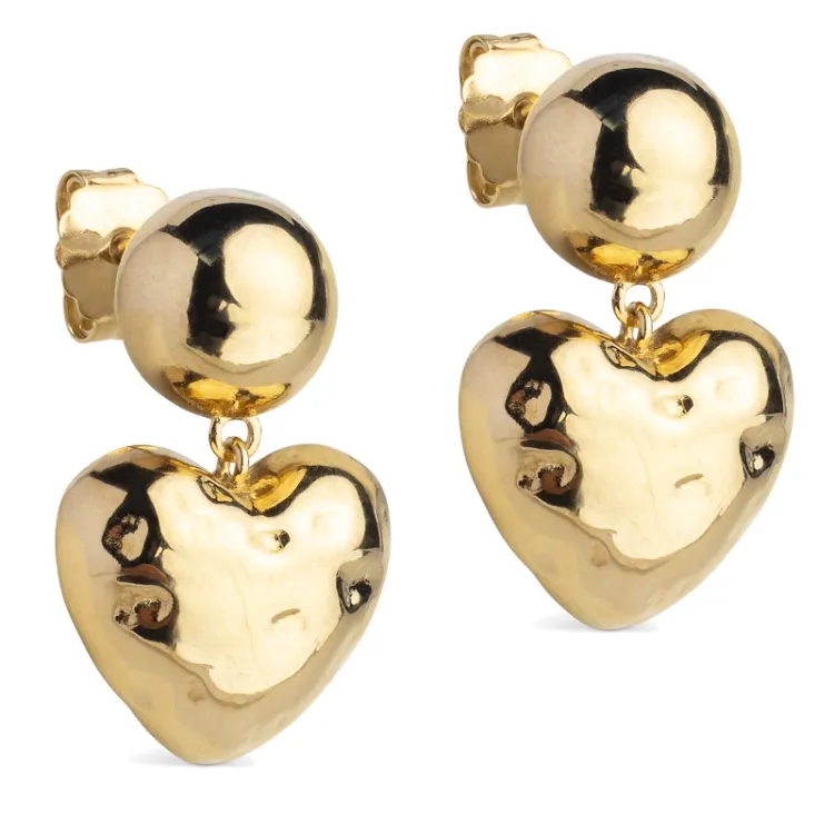 Enamel Poma Heart hart oorbellen in verguld sterlingzilver