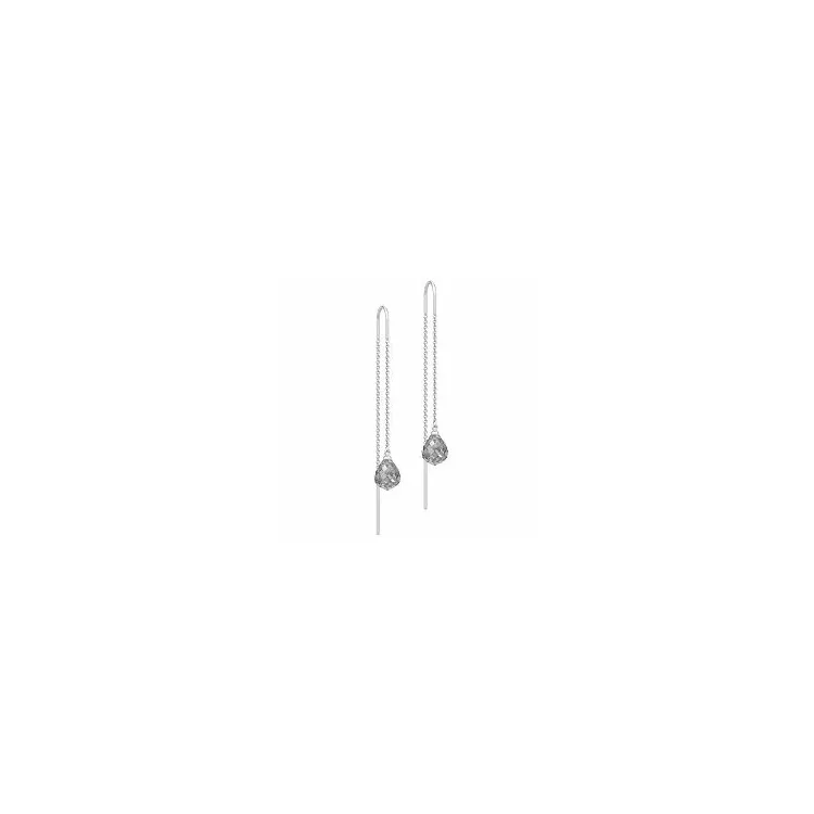 Julie Sandlau Evening Dew lange kristal oorbellen in satijn gerodineerd sterling zilver grijs kristal