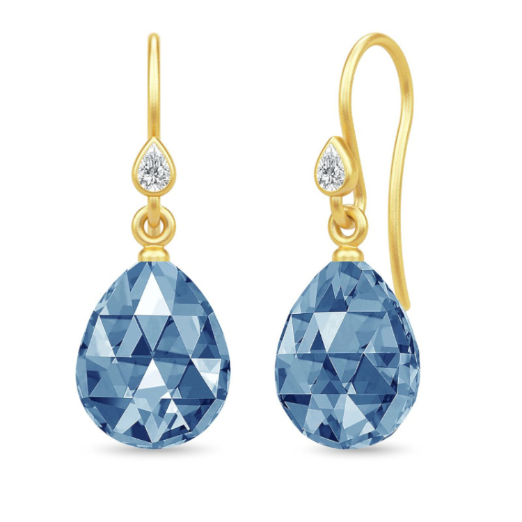 Julie Sandlau kristal oorbellen in verguld sterlingzilver blauwe kristal witte zirkoon