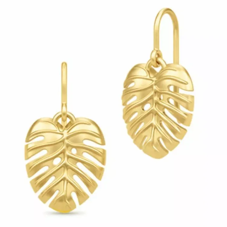 Julie Sandlau blad oorbellen in verguld sterlingzilver