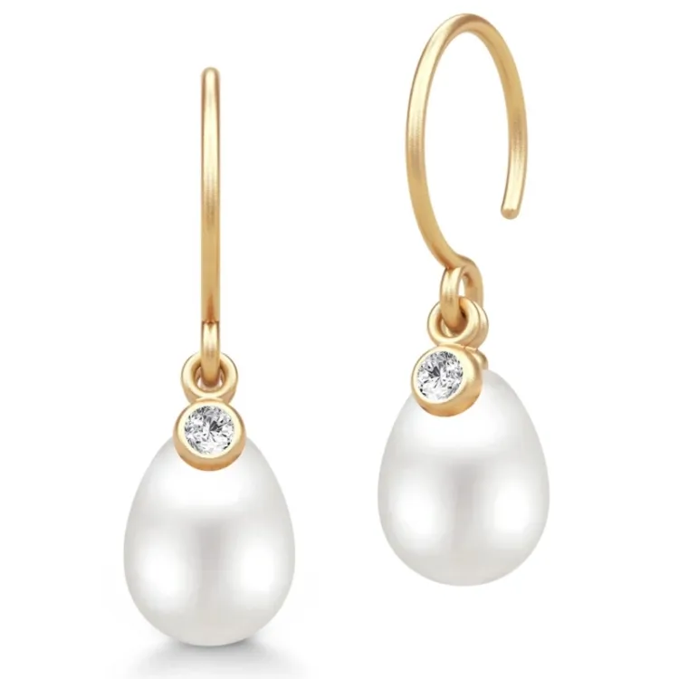 Julie Sandlau June oorbellen in verguld sterlingzilver witte zirkoon